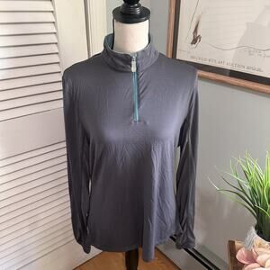 KASTEL DENMARK Womens Top XL Gray Blue Quarter Zip Pullover Equestrian Athletic